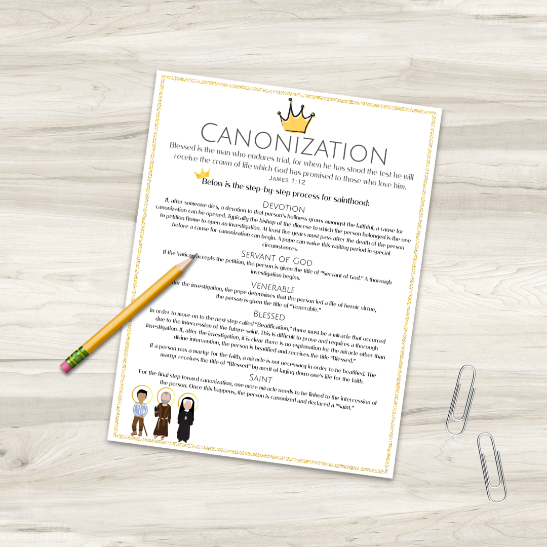 What is a Saint | Canonization Process Printable Resource