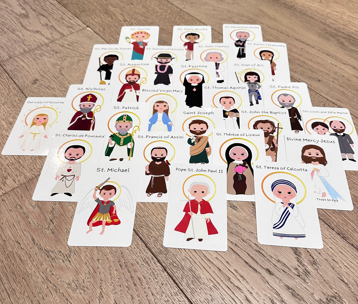 Catholic Saint Prayer Cards – Set 1 | 26 Beautifully Illustrated Cards